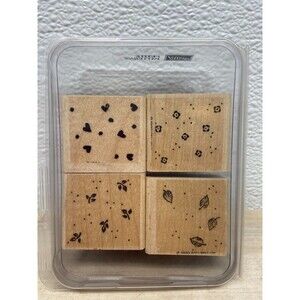 Stampin Up Petite Patterns Set Of 4 Wood Mounted Rubber Stamps